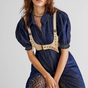 FREE PEOPLE Rebel Leather Harness in Cream